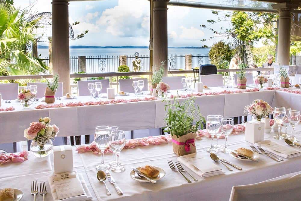 wedding reception table style decorating waterfront